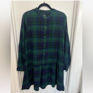 NWT GAP Women Flannel Green Dress